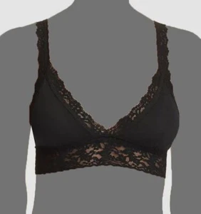 $68 Hanky Panky Women's Black Solid Lace Cotton Bralette Bra Size X-Small - Picture 1 of 2