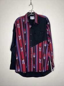 Vintage Rockmount Ranch Wear Mens Button Up Long Sleeve Aztec Medium Shirt - Picture 1 of 6