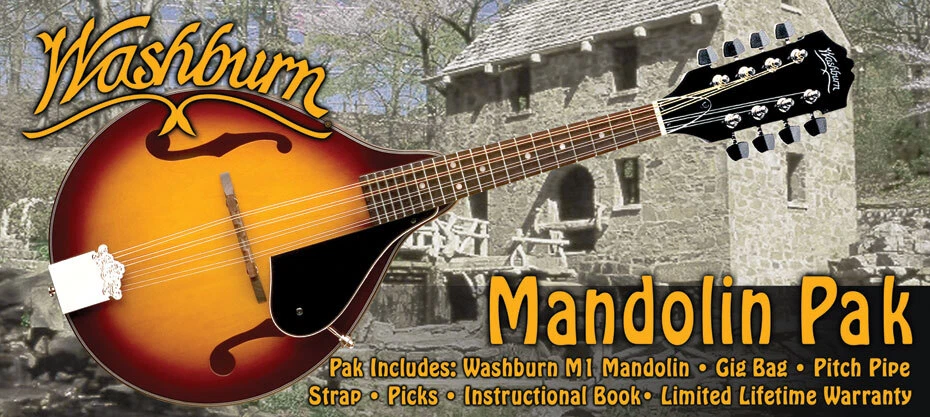 Washburn M1K A-Style Beginner Mandolin Start Package, Sunburst Finish - Image 1 of 1