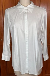 Talbots NEW Haberdashery Blouse White Cotton Wrinkle Resistant Woman 14W NWT - Picture 1 of 11