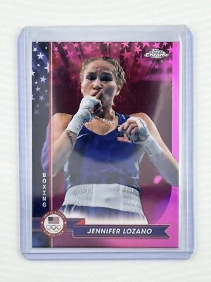 2024 Topps Chrome US Olympics Pink Refactor  #13 Jennifer Lozano USA Boxing - Image 1 of 4