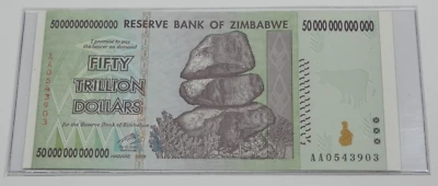 2008 Zimbabwe Fifty Trillion Dollar Banknote AA0543903 Uncirculated - Image 1 of 4