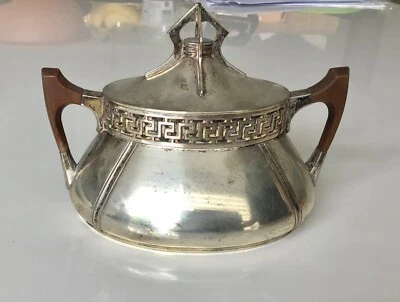 Caja de azúcar Art Deco antigua alemana 800 plata maciza  Foto 1 de 4