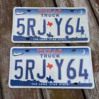 PAIR 2000 Texas License Plates - "5RJ Y64" Space Shuttle Cowboy Moon Stars
