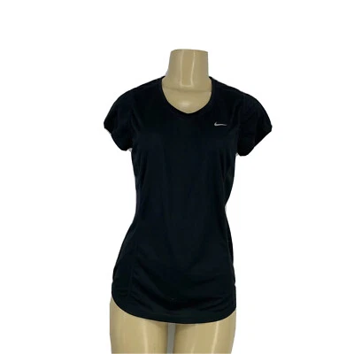 Nike Damas Corredor SS Camiseta para Correr Negra Mediana Pullover Camisa Dri-Fit 36-8 Foto 1 de 4