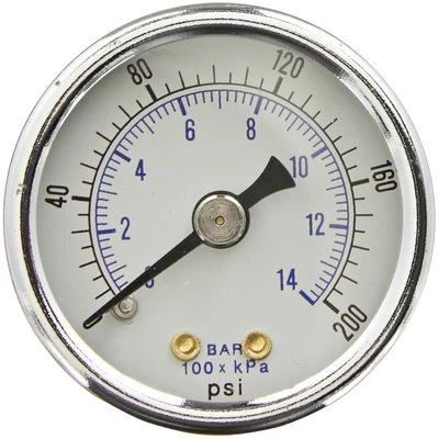 Heavy Duty Dry Pressure Gauge 0-200 PSI 1/8" NPT Back Mount 1.5" Face ~PSB15-200 - Image 1 of 2