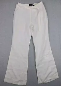 Pantalones Willi Smith Marfil 100% Lino Mujer Talla 4 Pierna Ancha Acampanados Apliques Flores - Imagen 1 de 9