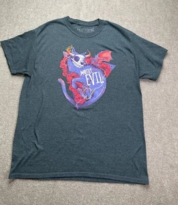 Hot Topic T Shirt Mens Large Gray Mostly Evil Cat Skull Casual Comfort Outdoor - Picture 1 of 7