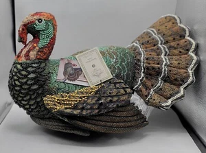 John Derian X Target 2024 16x15 Beaded Thanksgiving Turkey Novelty Plush Pillow - Picture 1 of 11