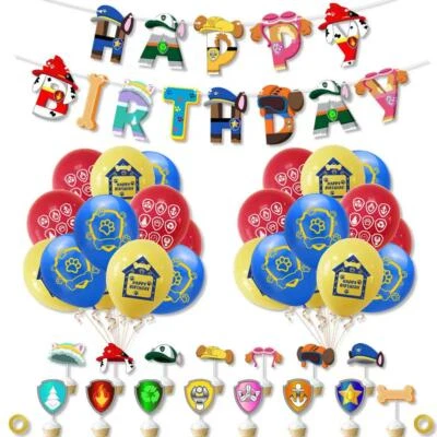 NEW PAW PATROL PARTY BANNER BALLOONS CAKE/CUPCAKE TOPPERS SET AU STOCK - image 1 of 4