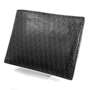 Cartera Billetera FENDI Plegable Billete Cuero Negro Auténtico 112T0209 - Imagen 1 de 22