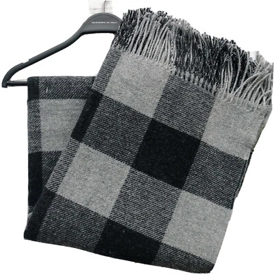 Lanerossi Wool Blend Buffalo Plaid Throw Blanket Fringe Cottage Lodge Cozy New  - Image 1 of 4
