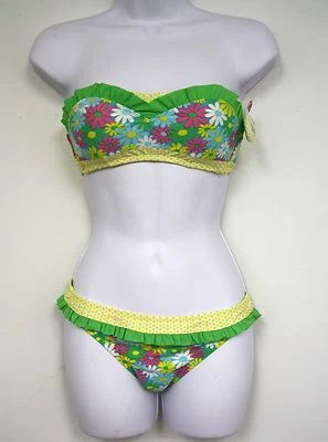 Xhilaration Swimsuit Bikini Set Daisy Ruffles Lily Yellow Swim Bathing Suit  - Image 1 of 4
