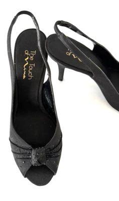 Zapatos para mujer The Touch of Nina Marylyn 9 M negros brillantes punta abierta honda trasera Foto 1 de 4