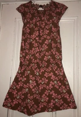 TEA COLLECTION BROWN PINK FLORAL DROP-WAIST DRESS SZ 5 - Image 1 of 3