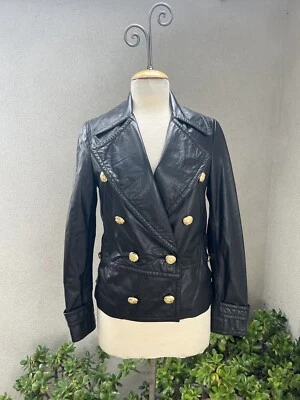 Chaqueta Por 3.1 Phillip Lim Negro Bomber Cordero Cuero Forrado Seda Talla 4 Foto 1 de 4