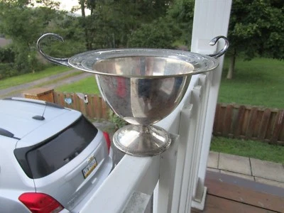 PLACA HOMAN ANTIGUA RARA SOBRE PLATA NÍQUEL~02051~TAZÓN DE DOBLE MANGO~[6" X 9,75"] Foto 1 de 4