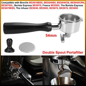 54mm Double Spout Portafilter Compatible W/ Breville BES810BSS、BES840BS、BES840CB - Picture 1 of 21