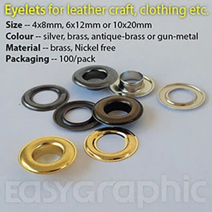 Eyelets, Leather Craft Sewing Clothing Grommet, 4 6 10mm Solid brass Nickel Free - Picture 1 of 5