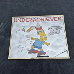 Vintage Bart Simpson Framed Poster Mirror Underachiever 16” X 20” - Picture 1 of 4