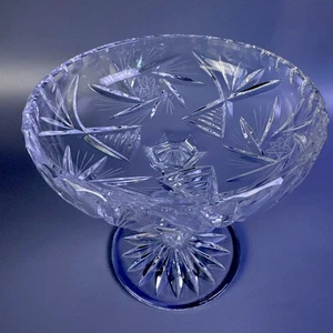 Vtg Long Stemmed Pedestal Bowl Pressed Crystal Glass Clear 6” Tall Candy Compote - Picture 1 of 8