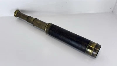 ANTIQUE TELESCOPE SPYGLASS TWO DRAW BRASS MARITIME COLLECTIBLE MEMORABILIA - Image 1 of 4