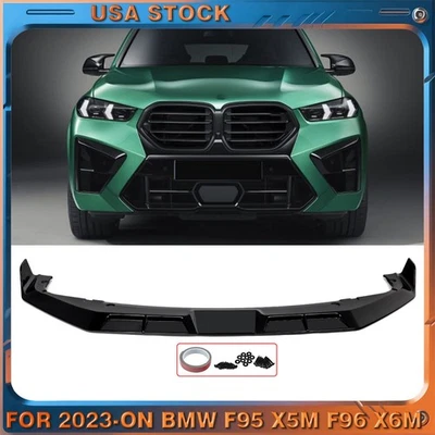 For 2023-ON BMW X5 F95 X5M F96 X6M Gloss Black Front Bumper Spoiler Splitter Lip Foto 1 de 4
