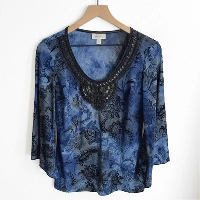 Top grunge de hadas con cuentas de colección años 90 pequeño azul Phoebe Friends Whimsigoth Boho Foto 1 de 4