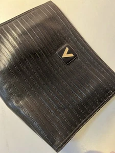 VALENTINO - Vintage Leather Cosmetic Bag, Dark Brown/Gold Logo, Embossed design - Picture 1 of 13