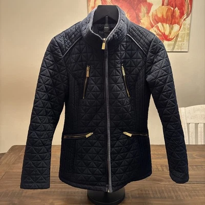 Chaqueta acolchada Ellen Tracy Puffer para mujer S cremallera completa abrigo de invierno azul marino Foto 1 de 4