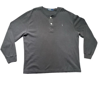 Polo Ralph Lauren Henley Shirt Men’s XL Gray Long Sleeve Knit Cotton Logo - Image 1 of 4