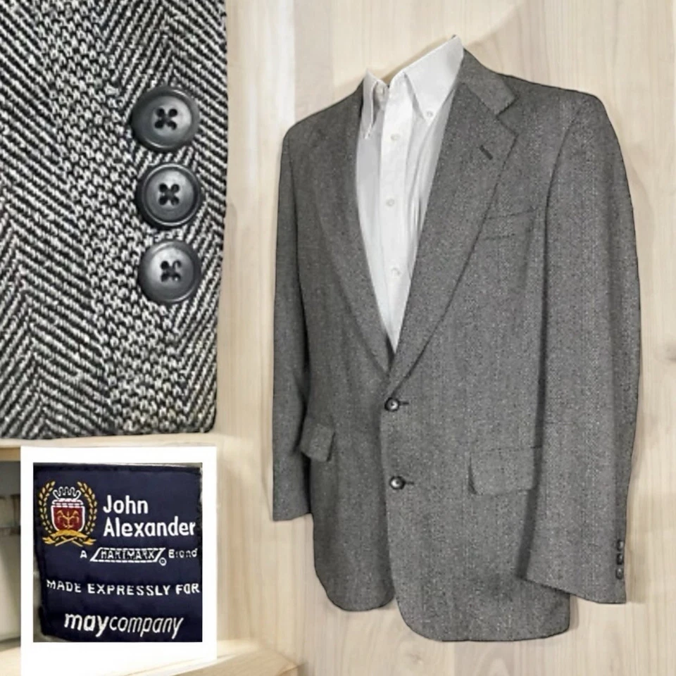 John Alexander USA Made Sport Coat Mens 42L Vintage Multicolor Tweed Wool Stripe - Image 1 of 4