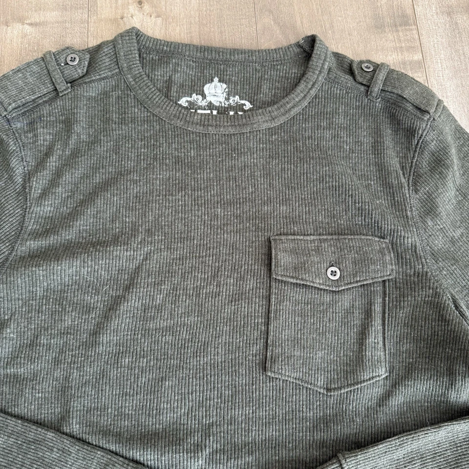 NUEVA Camisa Helix Acanalada Manga Larga Hombre Mediana 300 Verde HYT312002 Bolsillo Y2K Foto 1 de 4