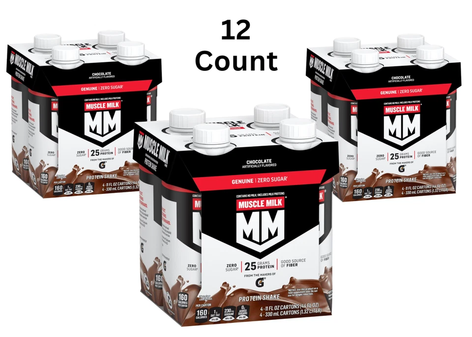 Muscle Milk Genuine Protein Shake Chocolate, 11 fl oz Carton, 12 Count Free Ship - Image 1 of 1