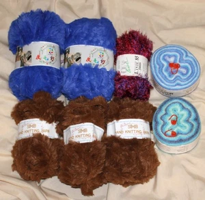 Lot of 8 Assorted Skeins of Feather, Fur Yarn, New Multi Color & Brand, - Picture 1 of 4