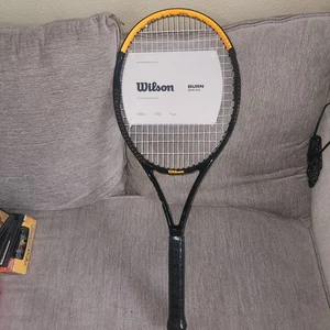 Wilson Burn Spin 103 Adult Tennis Racket, Grip Size 1-4 1/8, Black/Orange New - Picture 1 of 16