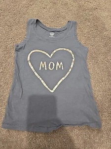 Kids Girls Old Navy Tank Top Size 5T Gray With Silver Heart & "MOM" - Picture 1 of 3