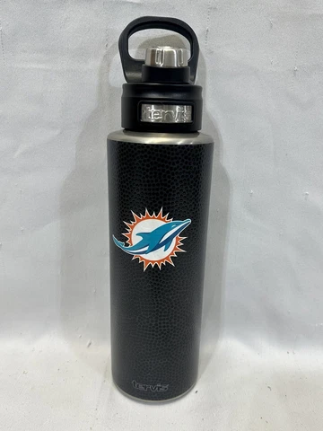 Tervis NFL Miami Dolphins Black Leather 40 oz Stainless Steel Wide Mouth Bottle Cover