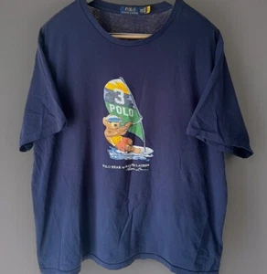 Herren Polo Ralph Lauren T-Shirt Polo Bear Wind Surfen Windsurfen Blau 2XB 2XL BIG - Bild 1 von 3