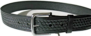 10311BL Garrison basket weave solid leather belt, 1½" wide, Black - Picture 1 of 2