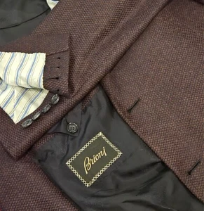 Brioni Burgandy/Black 100% Cashmere Single Breast 2 Button Blazer Jacket 48 R - Picture 1 of 10