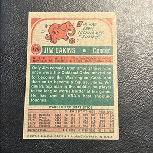 #178 Jim Eakins Virginia SquIRES,,￼1973-74 Topps Card Cb14