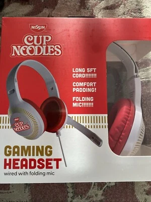 Fone de Ouvido para Jogos Cup Noodles Vermelho/Branco Microfone Com Fio/Dobrável Cabo de 5 Pés - Imagem 1 de 4