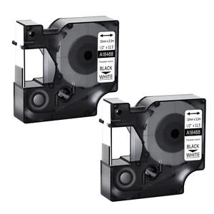 2PK 18488 IND Flexible Nylon Label Tape for Dymo Rhino 1000 Black on White 1/2" - Picture 1 of 12