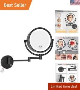Wall Mounted Hardwired Makeup Mirror with 3 Tones LED Lights 10x Magnifying M... - Picture 1 of 7