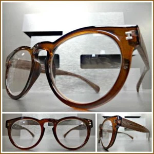 Classy Elegant Vintage Retro Style READING EYE GLASSES READERS Round Brown Frame - Picture 1 of 7