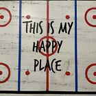 This is my Happy Place plaque en bois détressé patinoire hockey 18 x 11 pouces LNH