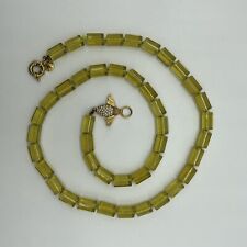 J Crew Bee Clasp Necklace Yellow Clear Cylinder Beads Gold Tone Statement Piece