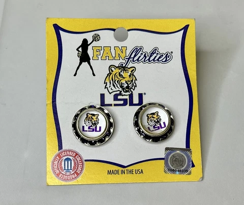 LSU Tigers Logo Stud Earrings Louisiana State University - Made in USA - NEW Cover