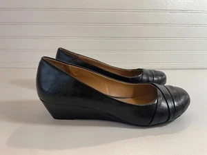 CL by Laundry Black Wedge Slip On Shoes Women Sz 8.5 M/ 39 - Picture 1 of 11